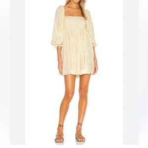 Selkie Yellow Puff Sleeve Dress in Buttercup Size XS